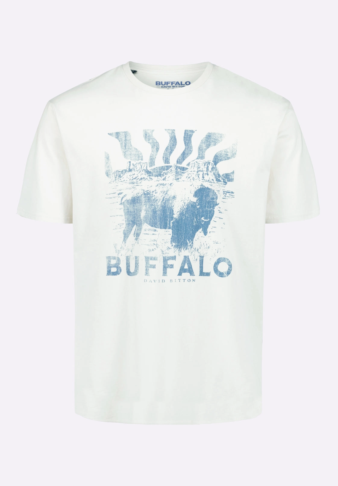 BreathableMeshInsert Anti Microbial Lining Tison Men's Graphic T-Shirt with Buffalo Print, Milk - BM24645
