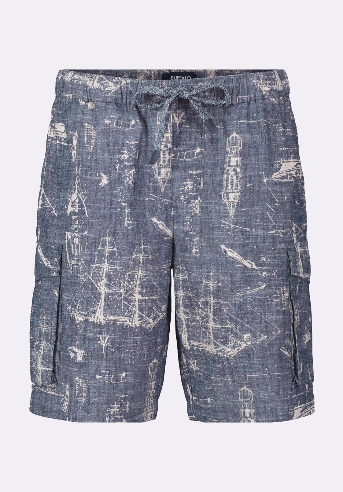 Light Reflective Trim Breezy Stretch Halten Men's Relaxed Fit Printed Cargo Shorts, Whale - BM24558