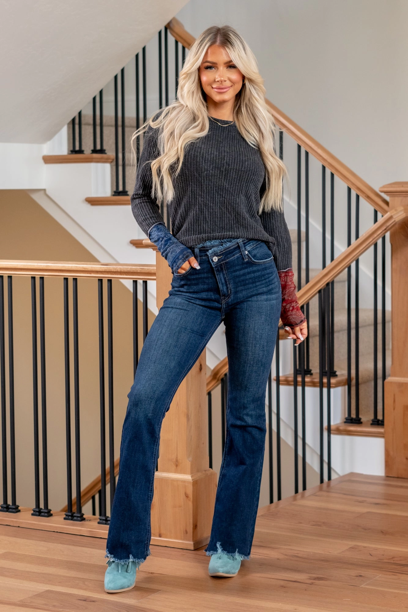 Always Appropriate comfortable length Hattie High Rise Cross Over Waistband Flare