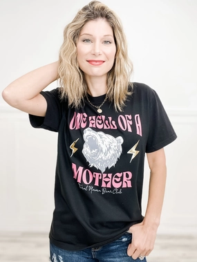 Flowy Tunic Feral Mama Bear Club Gold Foil Graphic Tee