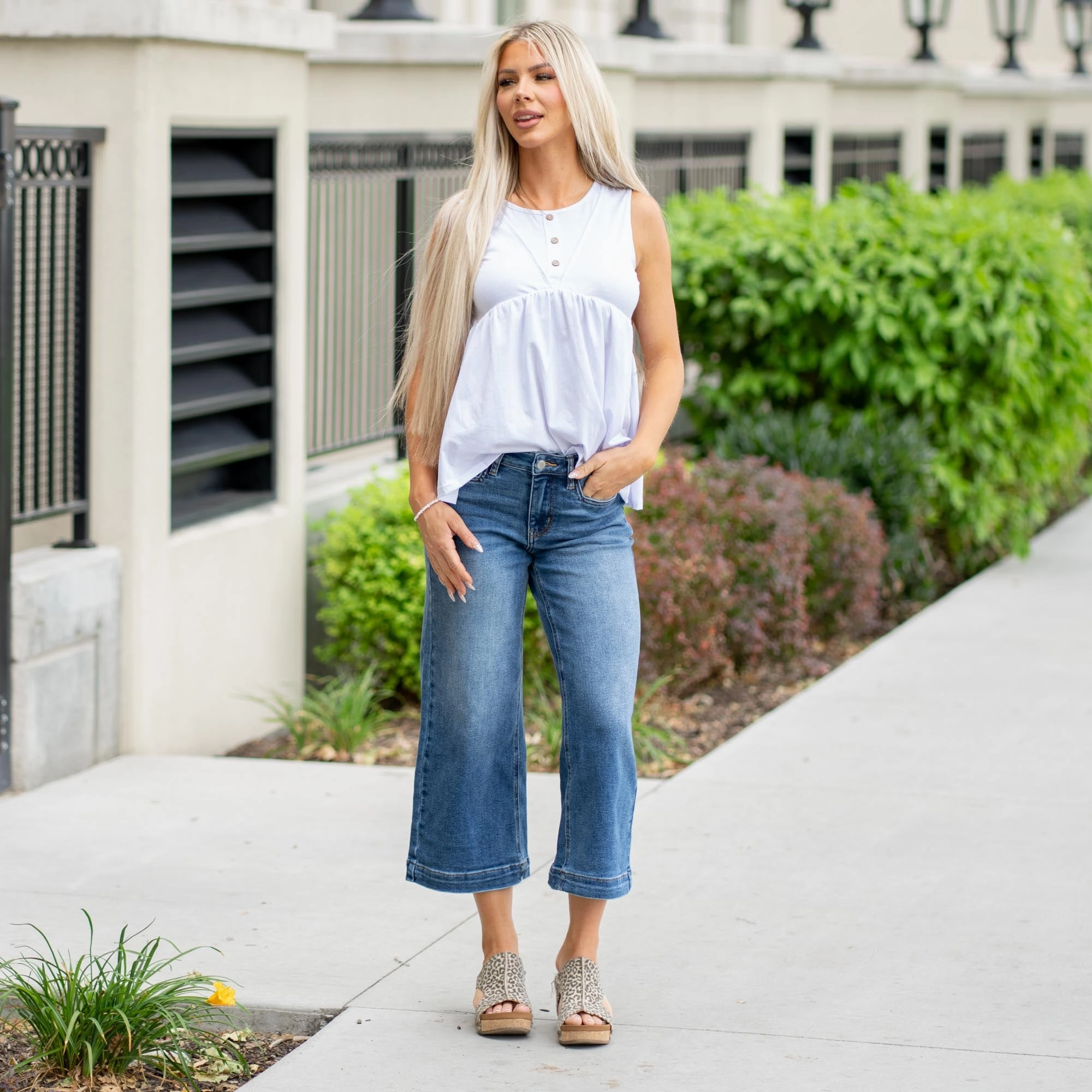 Heritage Mid Rise Cropped Wide Leg Regular & Plus Sizes Eco Friendly Dye Layered Look