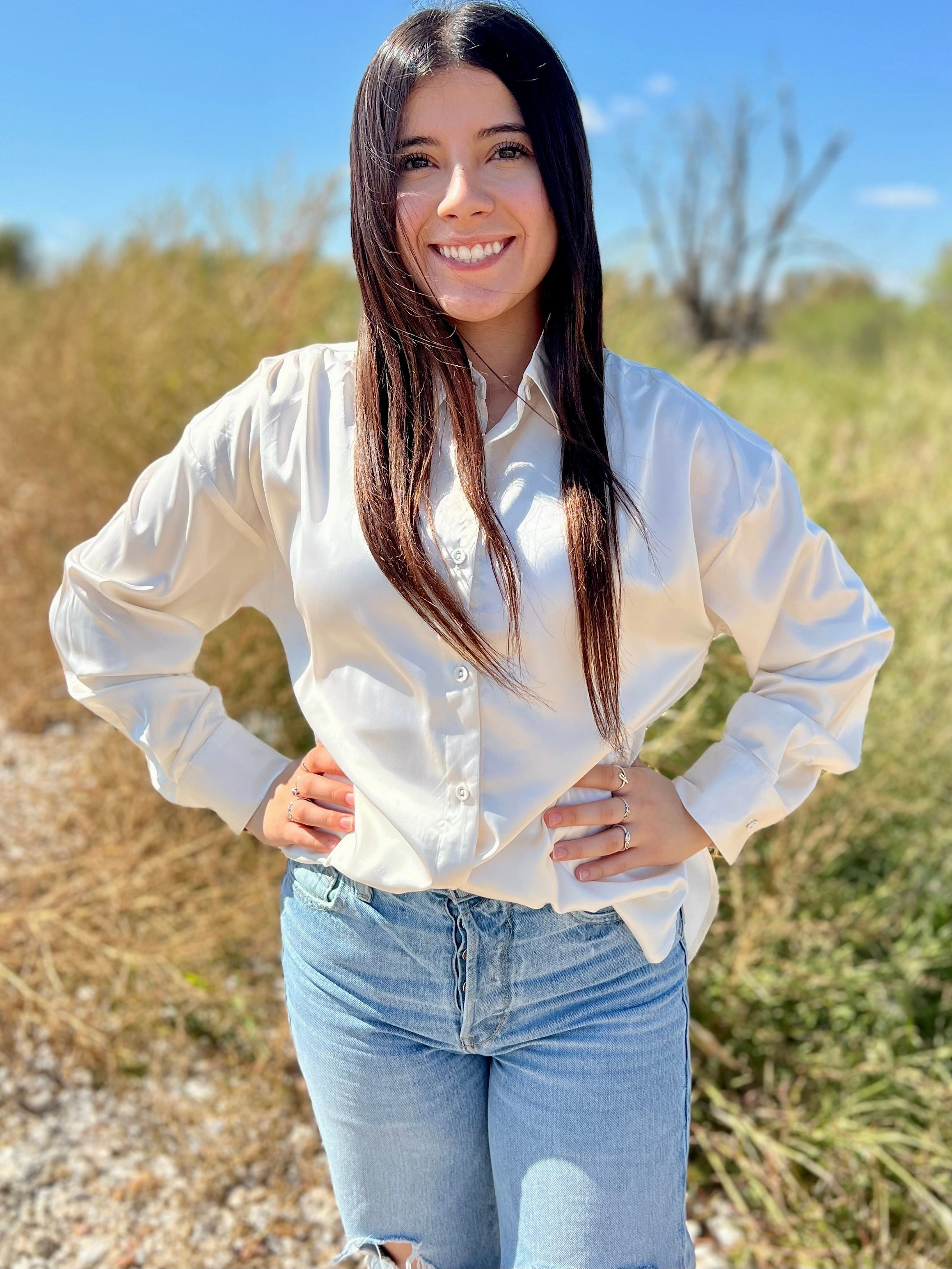 Sophisticatedly Casual Satin Button Ups- 4 Colors Recycled Polyester Blend