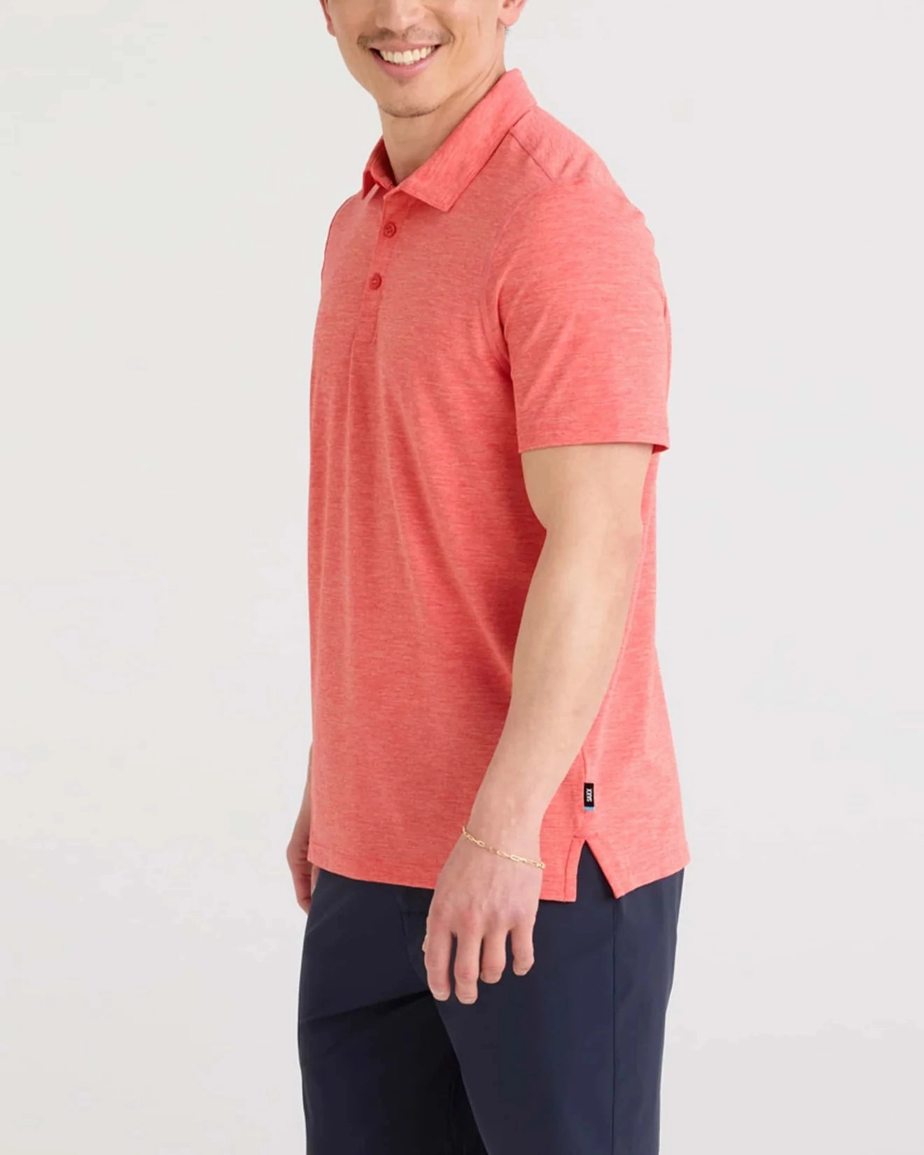 Men's DropTemp All Day Cooling Polo | Coral Red Heather Flexible Wear High Neck