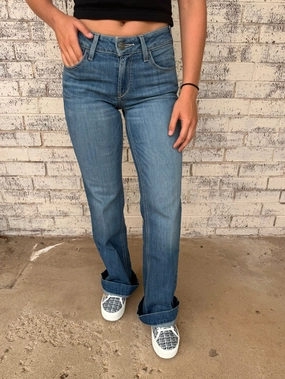 Structured Hemline Ariat Women's Perfect Rise Isabelle Wide Leg Trouser Jean- Regular & Long Length