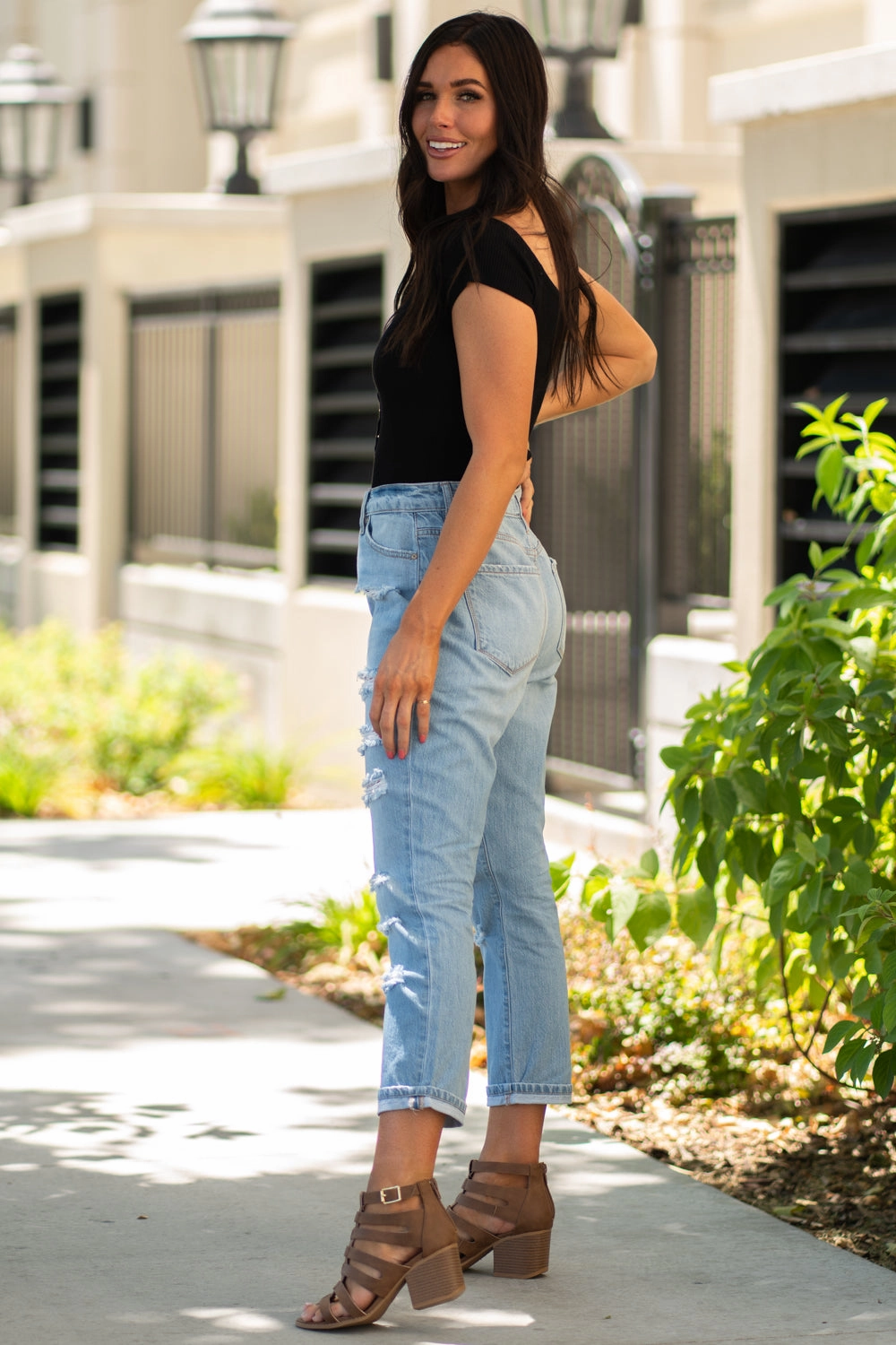 Stretch Classic Gym Ready elastic waistband High Rise Mom Boyfriend