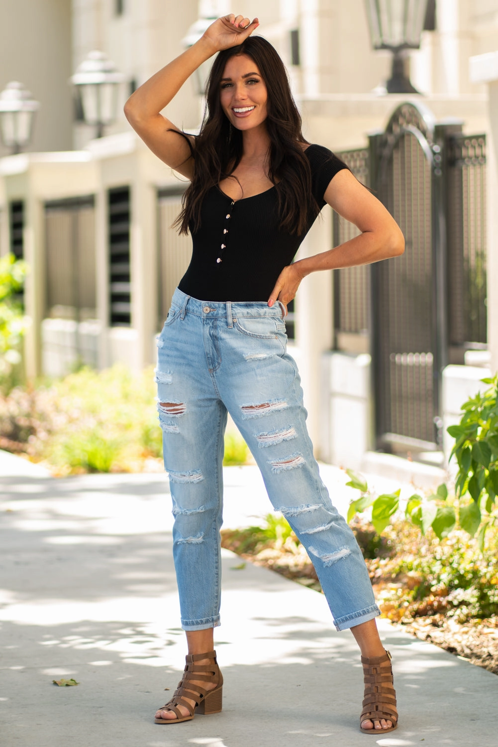 High Rise Mom Boyfriend Textured Party Look Soft All Season