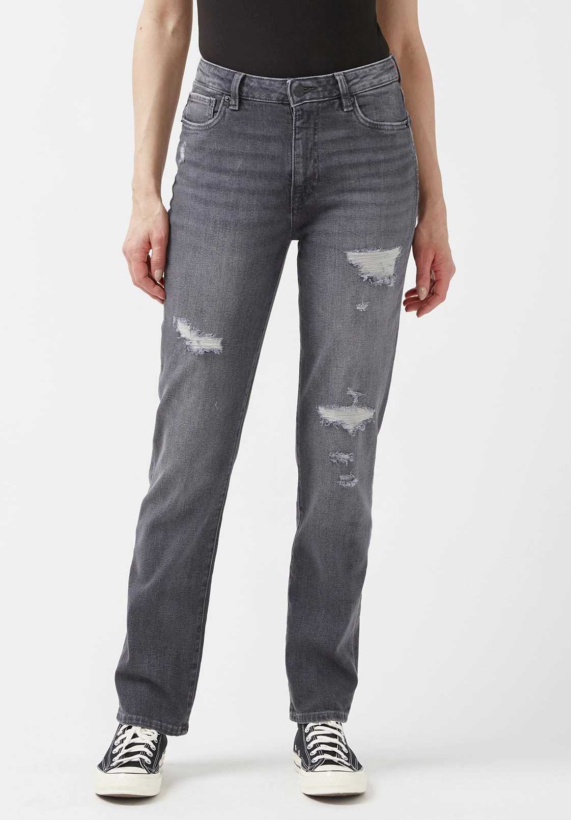 Crisp Look High Rise Straight Jayden Women's Jeans, Grey - BL15845