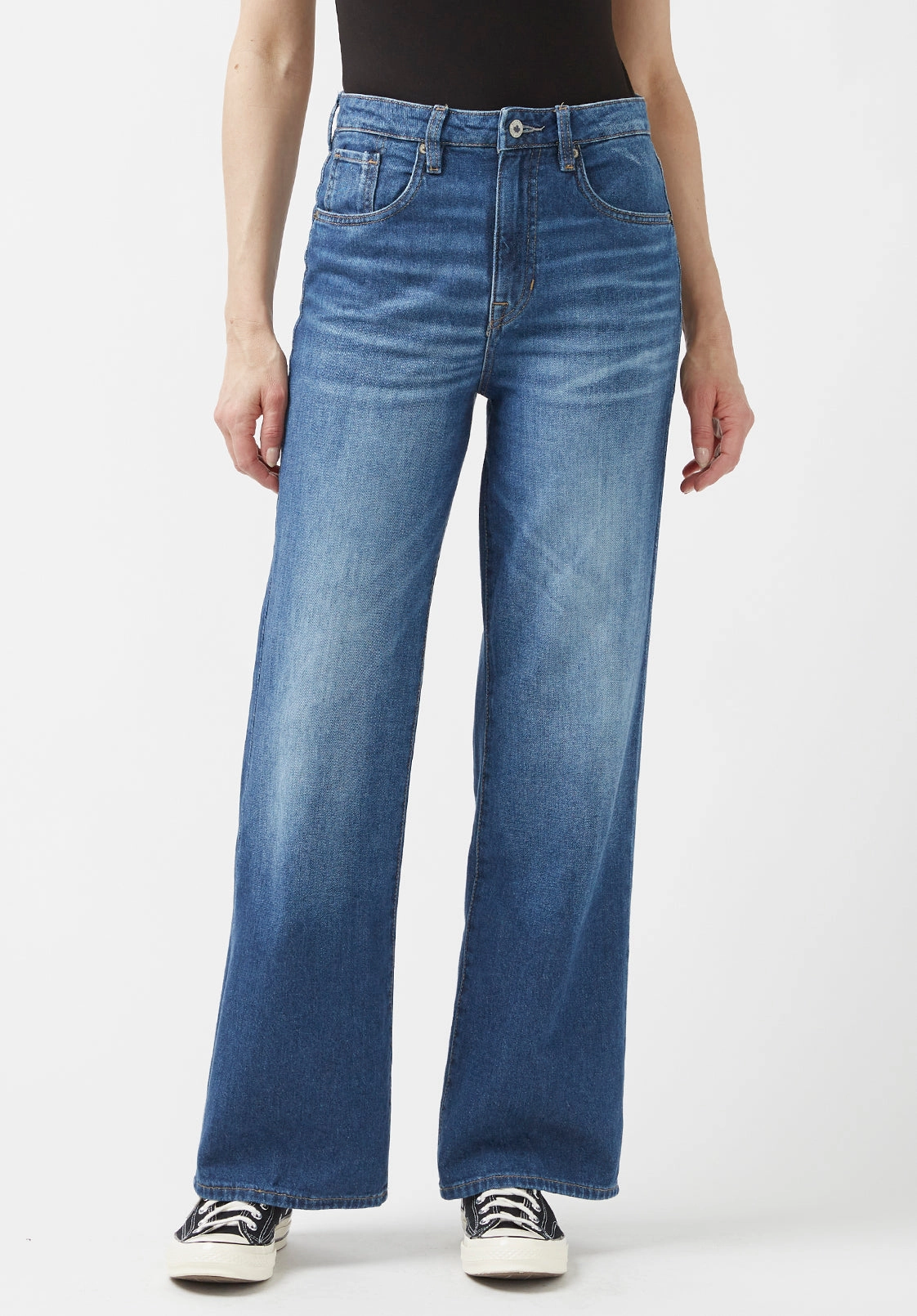 High Rise Wide Leg Addie Women's Jeans, Indigo - BL15817 Everyday Gym Ready Cropped length