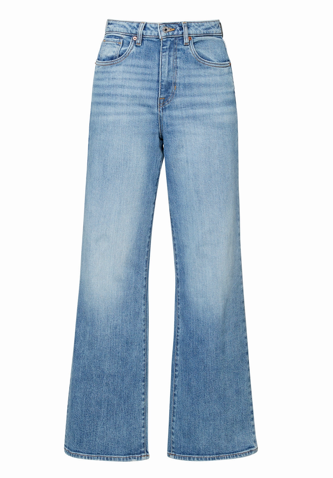 High Rise Wide Leg Addie Women's Jeans, Light Blue - BL15901 Simple Utility All Fit Style