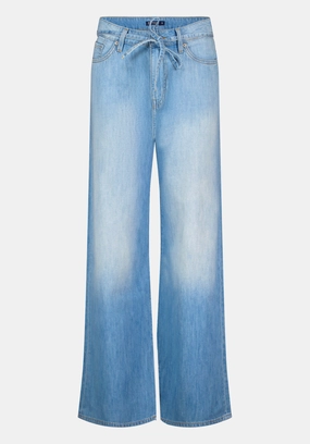 High Rise Wide Leg Alecia Women's Lightweight Jeans, Light Blue - BL16113 No Fuss Style