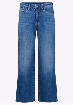 High Rise Wide Leg Cropped Addison Women's Jeans, Indigo Sanded - BL16069 Timeless Edge