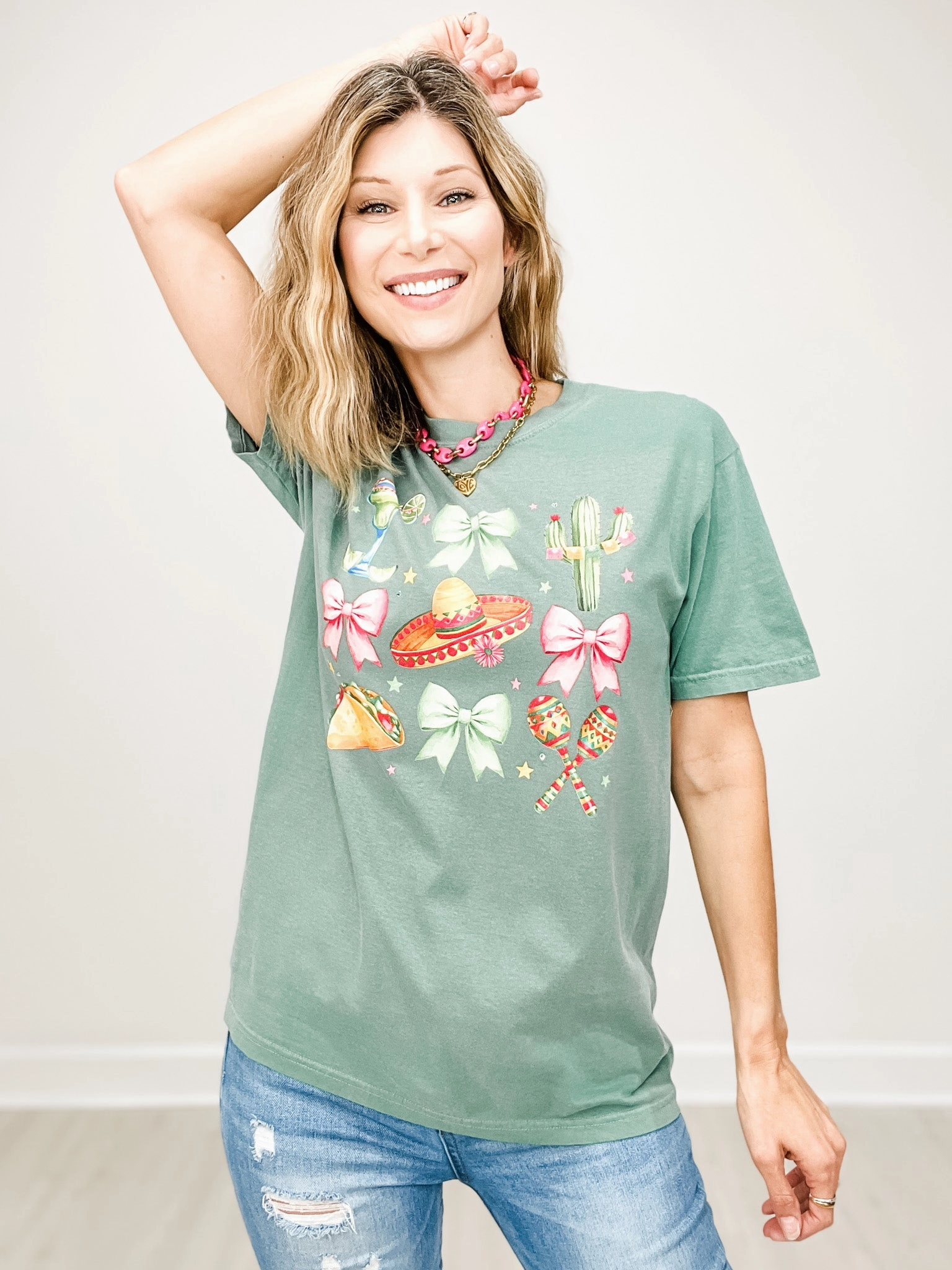 NonChafe Tag Placement Coquette Cinco De Mayo Rhinestone Graphic Tee