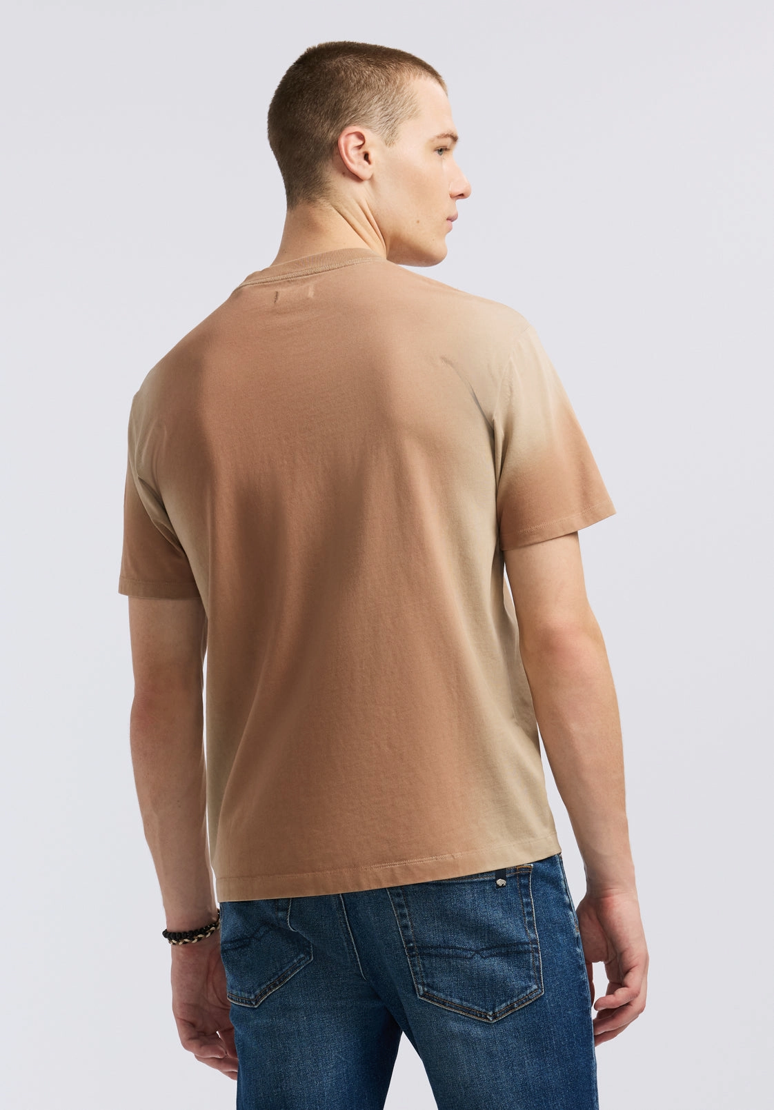 Eco Friendly Blend Natural Fiber Blend Kaylin Men's Short-Sleeve Gradiant T-Shirt, Tuffet Beige  - BM24539