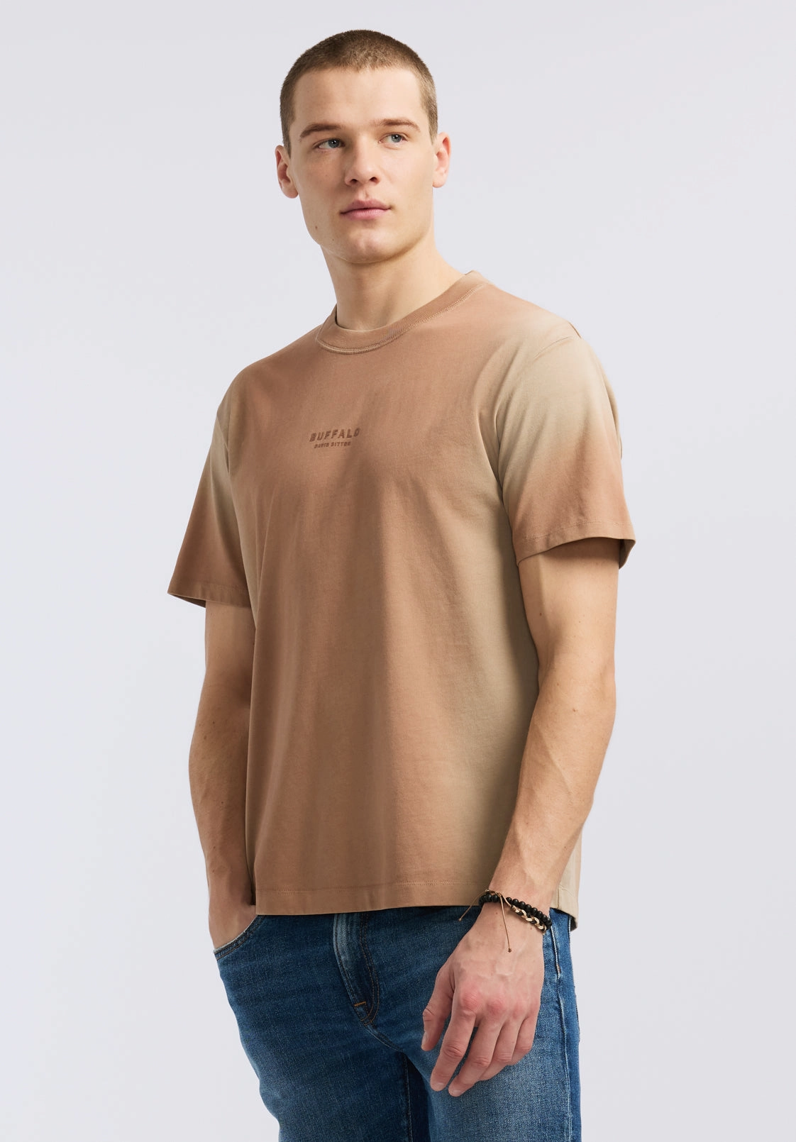 Kaylin Men's Short-Sleeve Gradiant T-Shirt, Tuffet Beige  - BM24539 Ultra Soft Texture