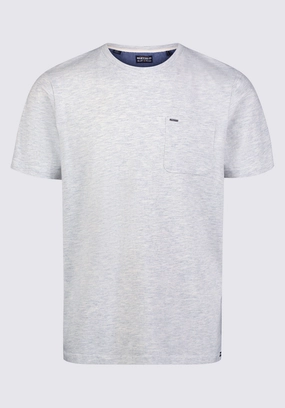 Classic Crewneck Design RibbedTrims Kennel Men's T-shirt with Pocket, Light Heather Blue - BM24459