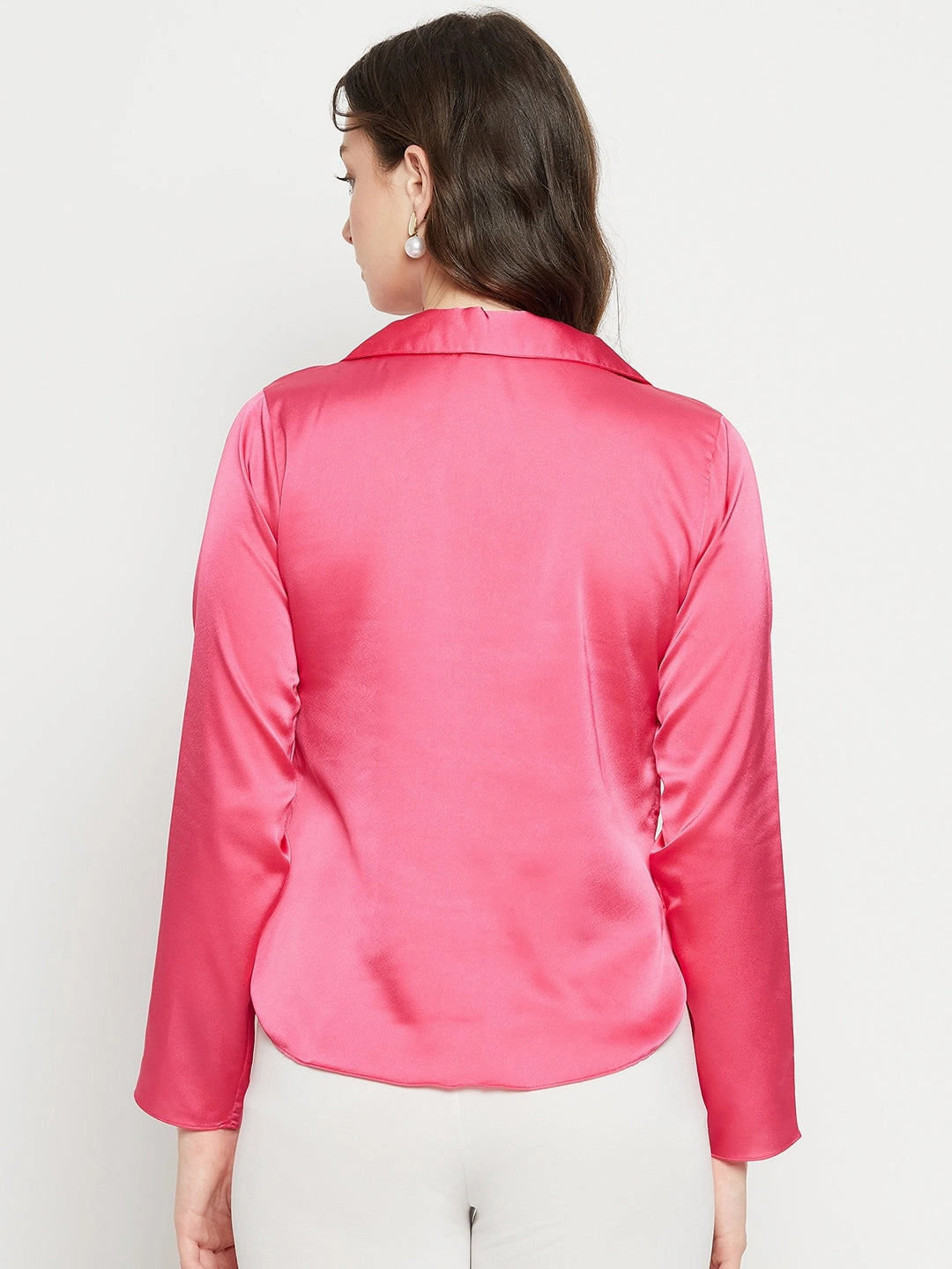 Madame Hot-Pink Satin Shirt Trendy Pattern Ethical production