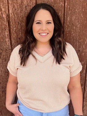 PLUS Room to Breath Taupe Ribbed Top* Classic Crew Neck