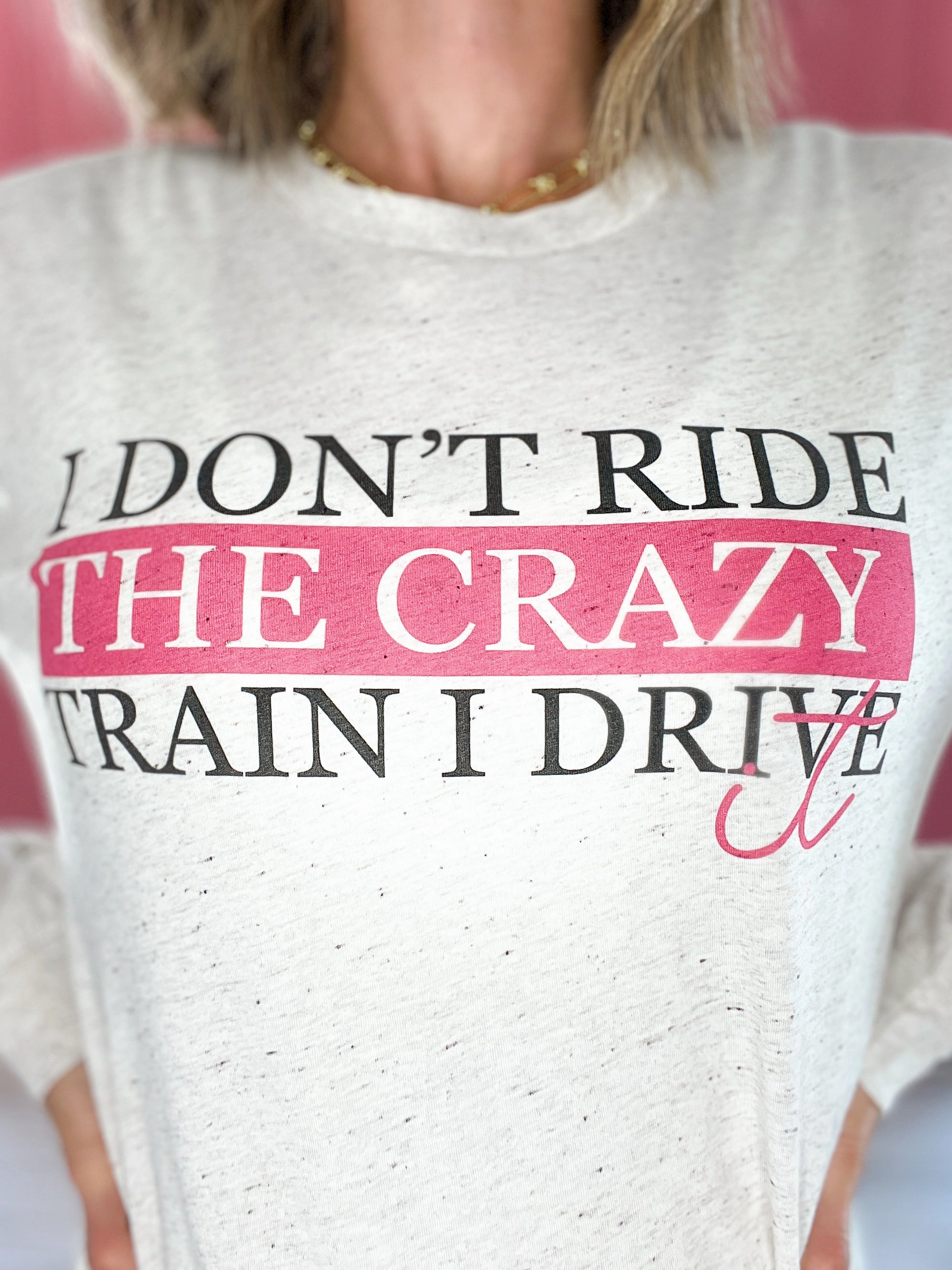 Roll Up Sleeve System I Don't Ride The Crazy Train Long Sleeve Graphic Tee