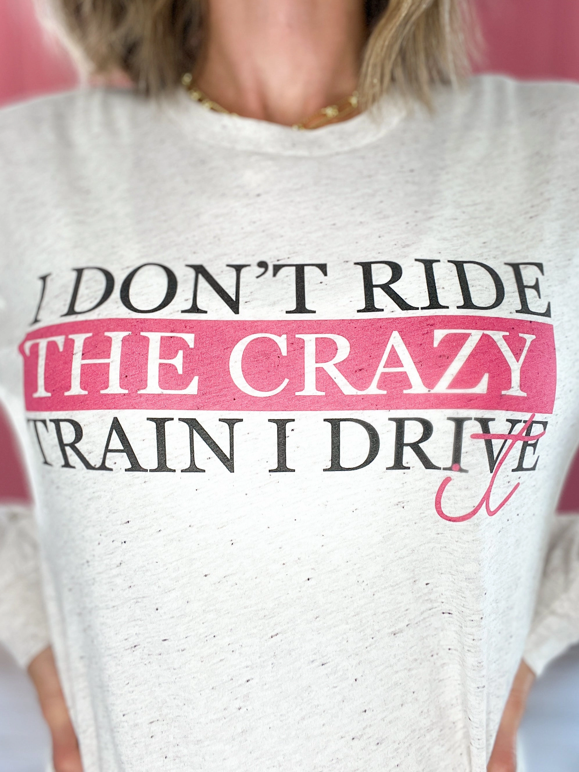 Stain Resistant Treatment I Don't Ride The Crazy Train Long Sleeve Graphic Tee