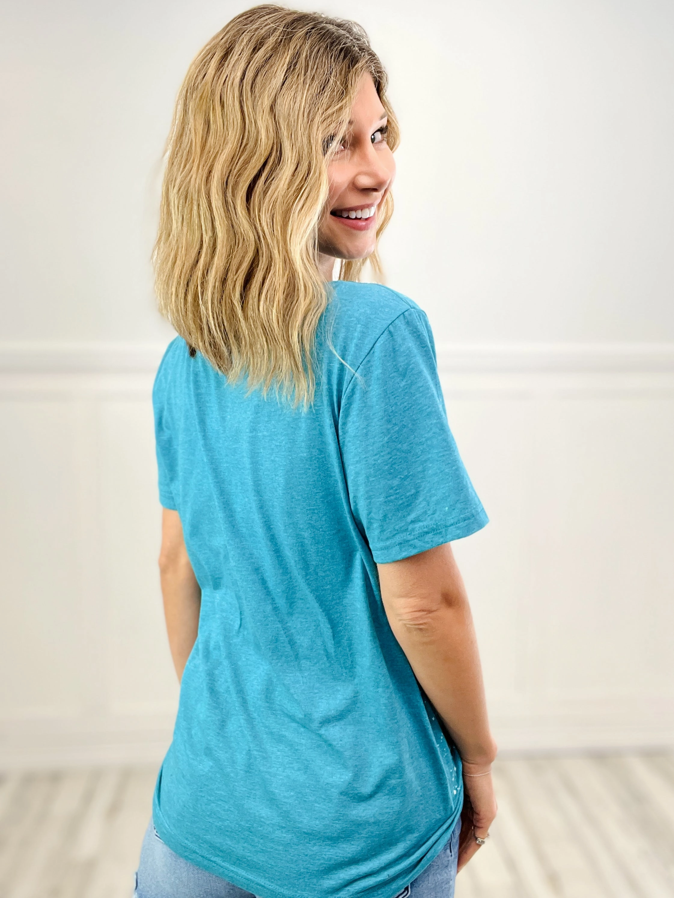 I Love Fall License Plate Bleached Graphic Tee Relaxed Blouse