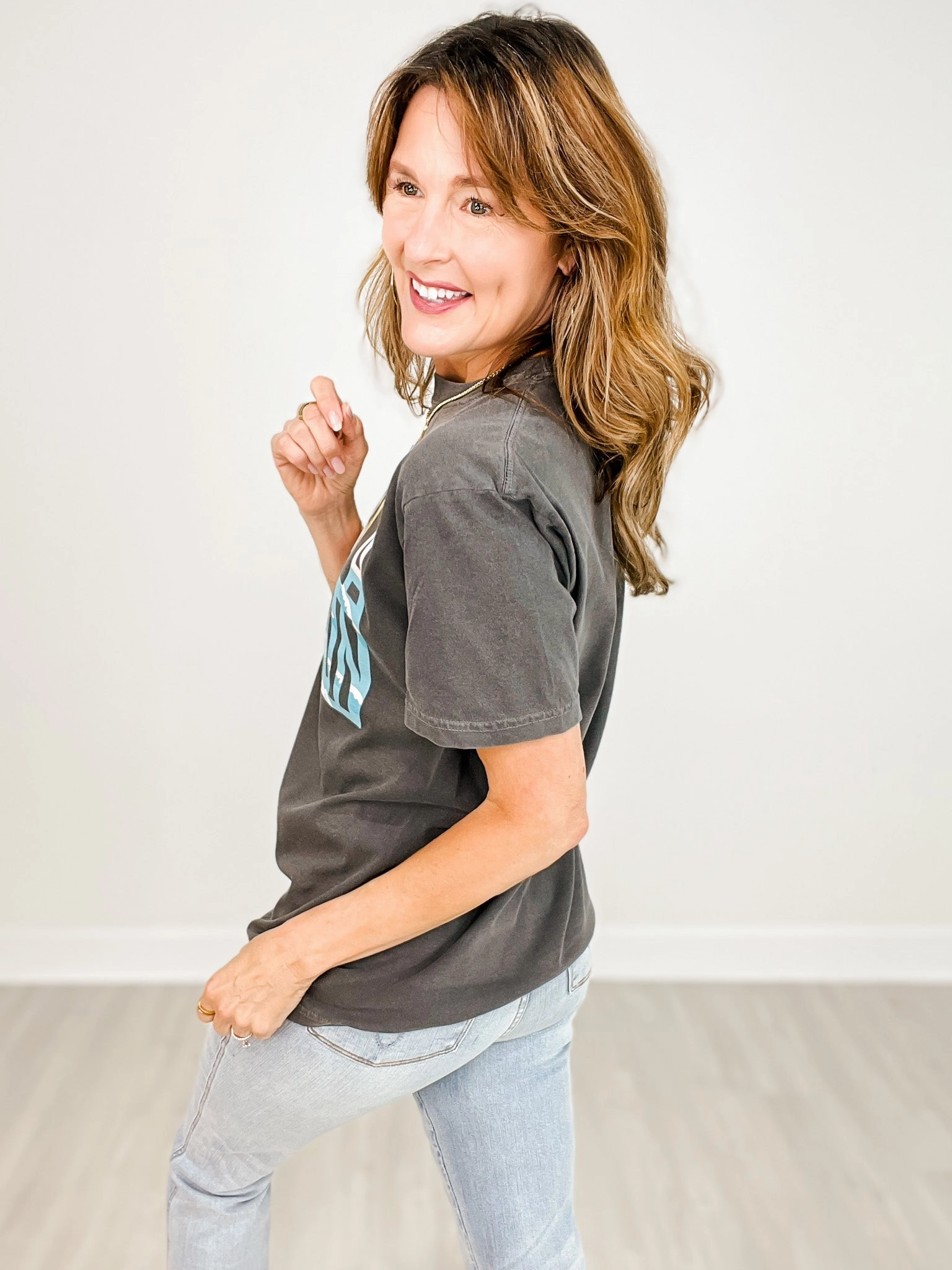 I Need A Vacation Graphic Tee Hidden Button Placket