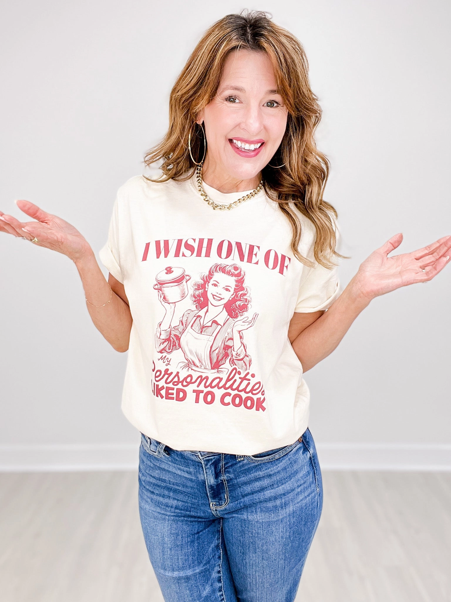 I Wish One of My Personalities Liked to Cooked Graphic Tee Seamless construction