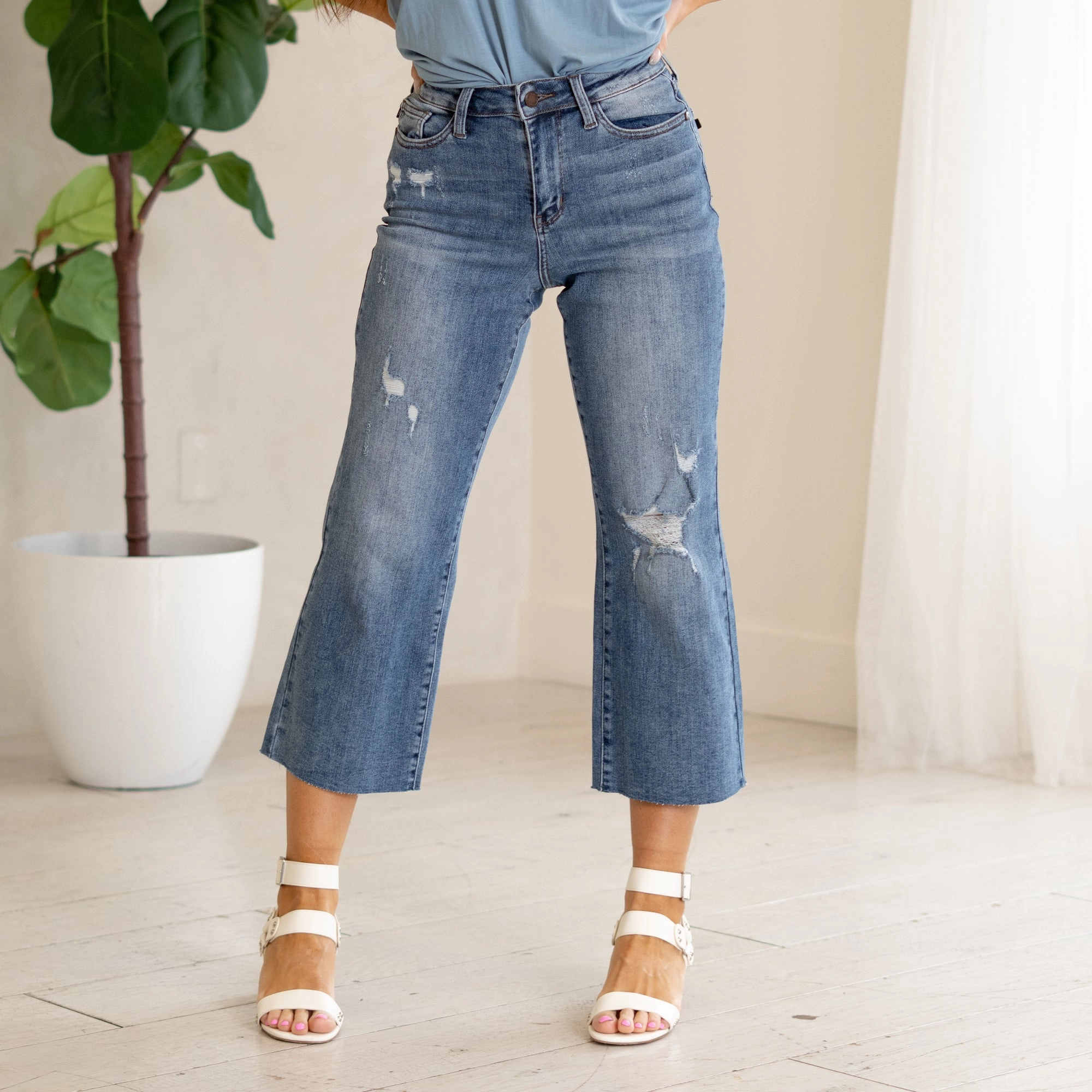 Closet Staple Daily Casual Garden Party High Rise Cropped Wide Leg Regular & Plus Sizes