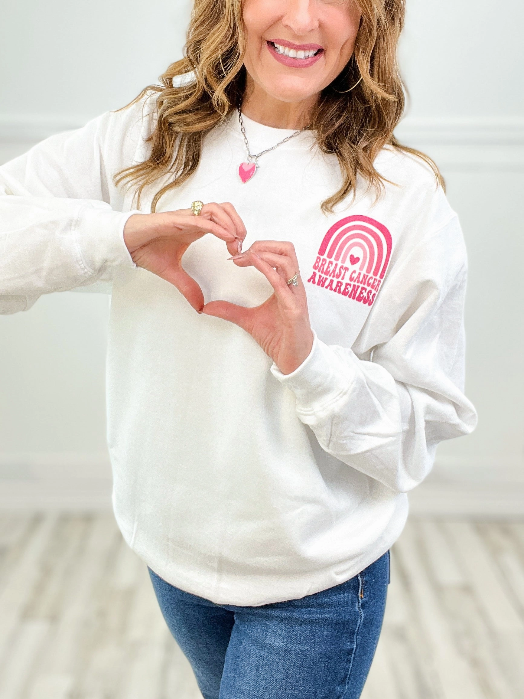 Fleece Pullover In October We Wear Pink Graphic Sweatshirt Top