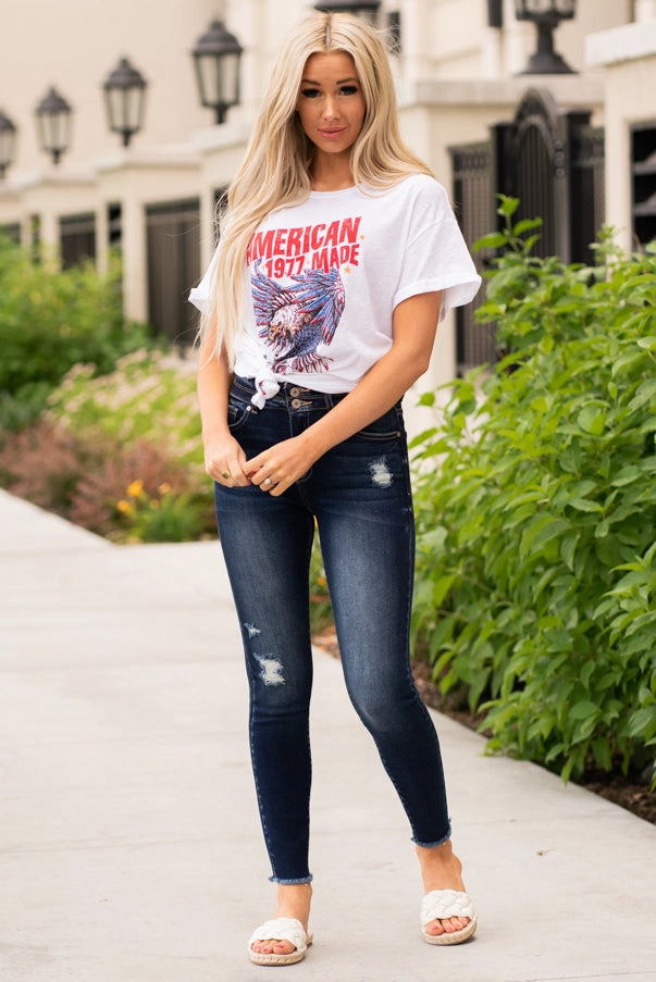 Stretch Comfort Jaclyn High Rise Double Button Skinny