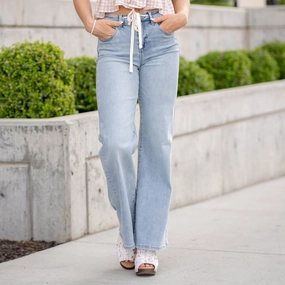 City Walk Smooth Easy Fit Design Jogger Tie String High Rise Relaxed Wide Leg Regular & Plus Sizes