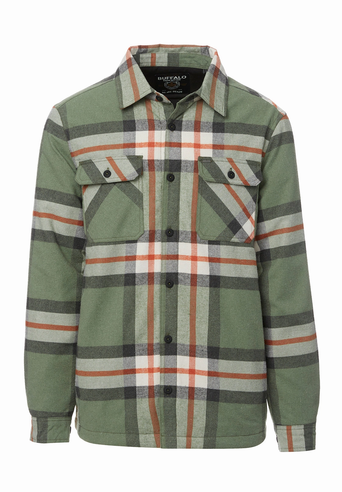 Jomon Men??s Shacket in Green Grey Plaid - BM24103 Silicone Grip Trim Flexible Elasticity