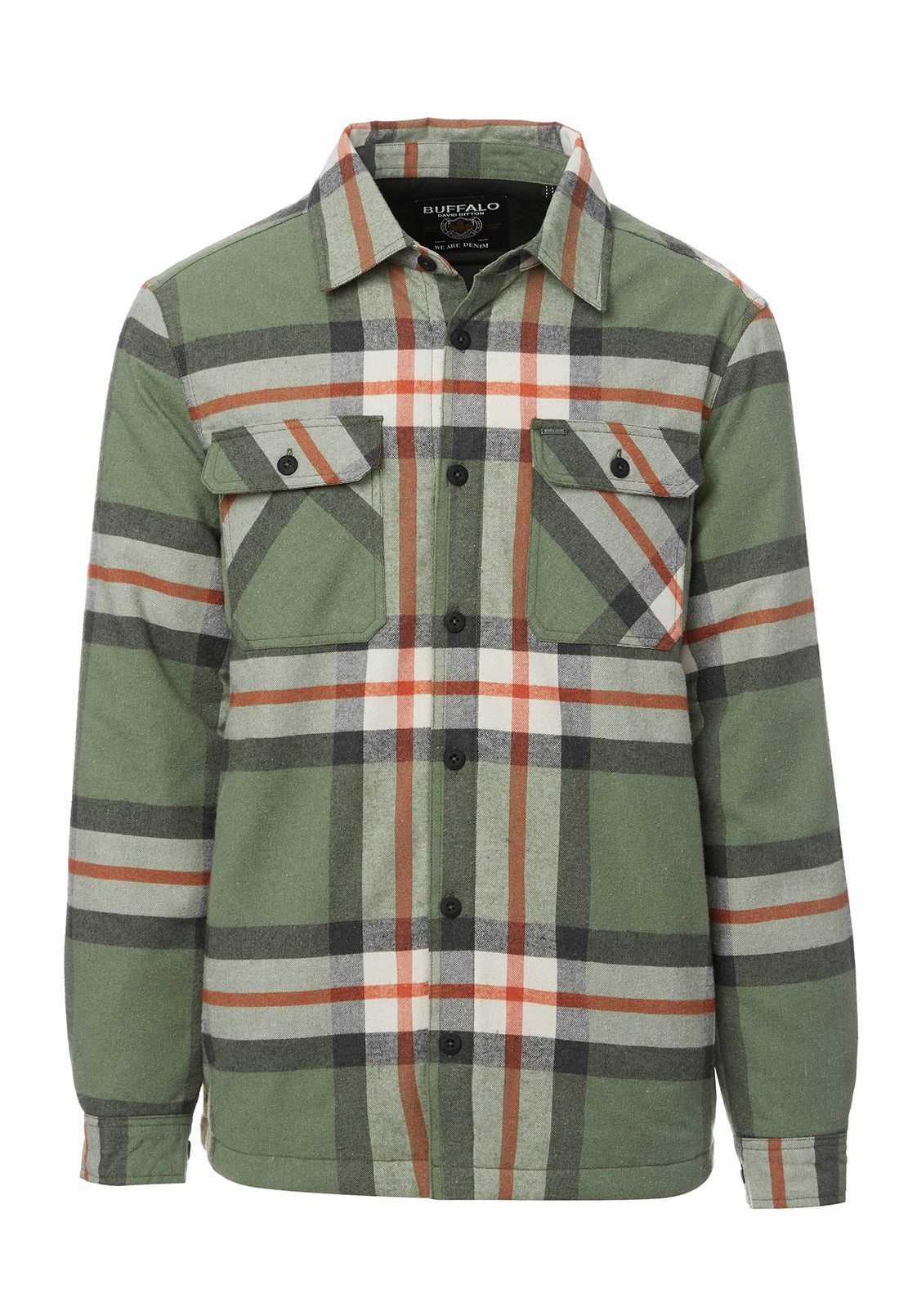 Jomon Men??s Shacket in Green Grey Plaid - BM24103 Durable Abrasion Resistant