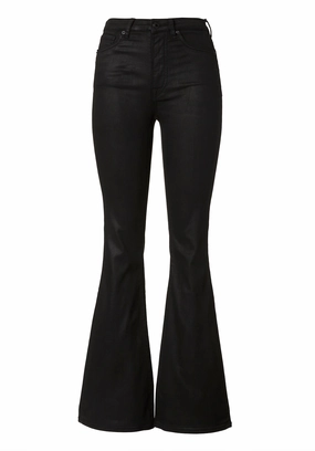 Eco Friendly Chill Outfit Road Trip Office Wear Chill Outfit Date Night Joplin High Rise Flared Women's Coated Jeans in Black - BL15945