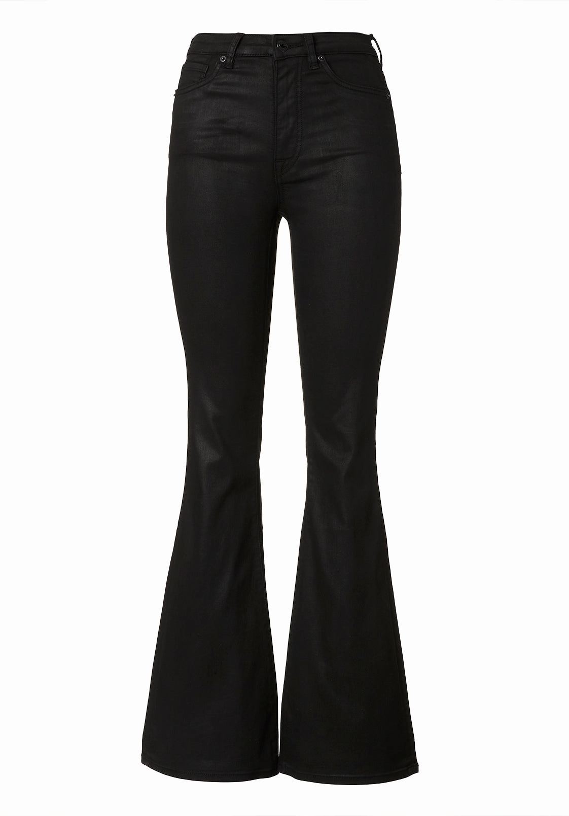 Light Fabric Joplin High Rise Flared Women's Coated Jeans in Black - BL15945