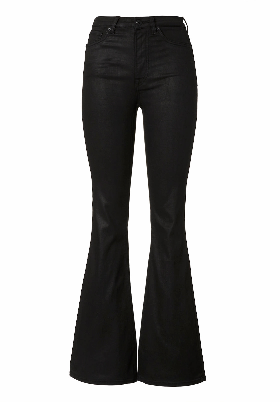 fresh feel Daily Musthave Joplin High Rise Flared Women's Coated Jeans in Black - BL15945