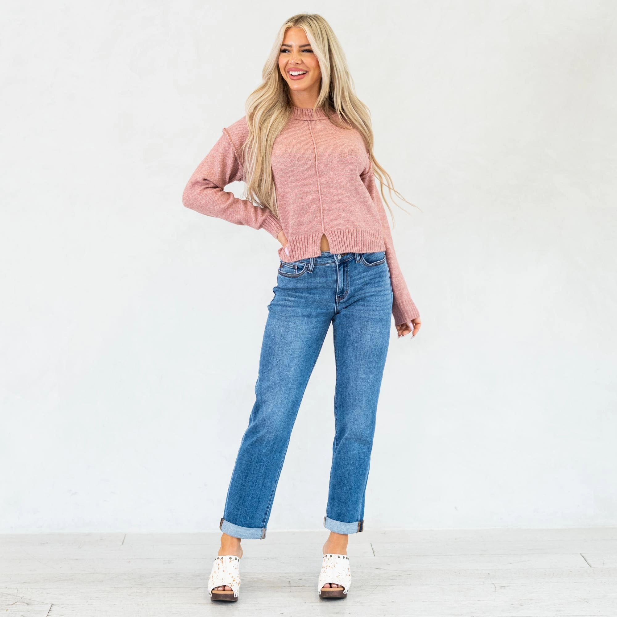 Judy Blue Caden Mid Rise Classic Boyfriend Jeans Regular & Plus Sizes Versatile Waist Design Daily Basic