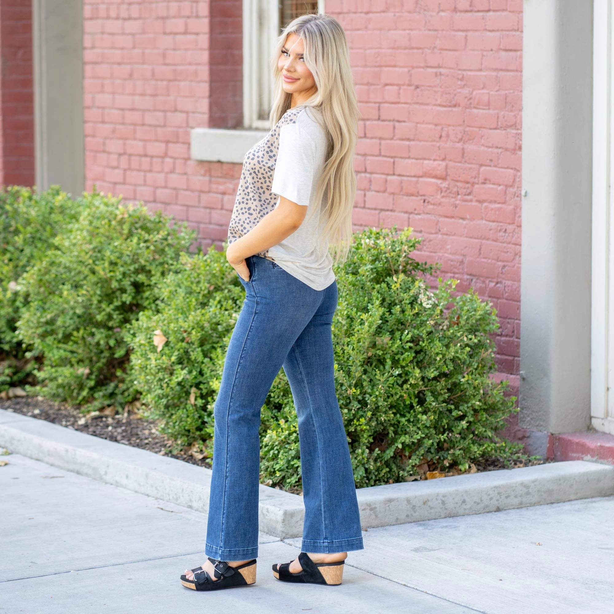 Relaxed Tailoring Judy Blue Harper Mid Rise Trouser Bootcut Jeans Regular & Plus Sizes Dark Wash
