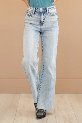 Judy Blue Jeans Brink High Rise Acid Wash Wide Leg Plus Sizes Neutral Outfit Piece