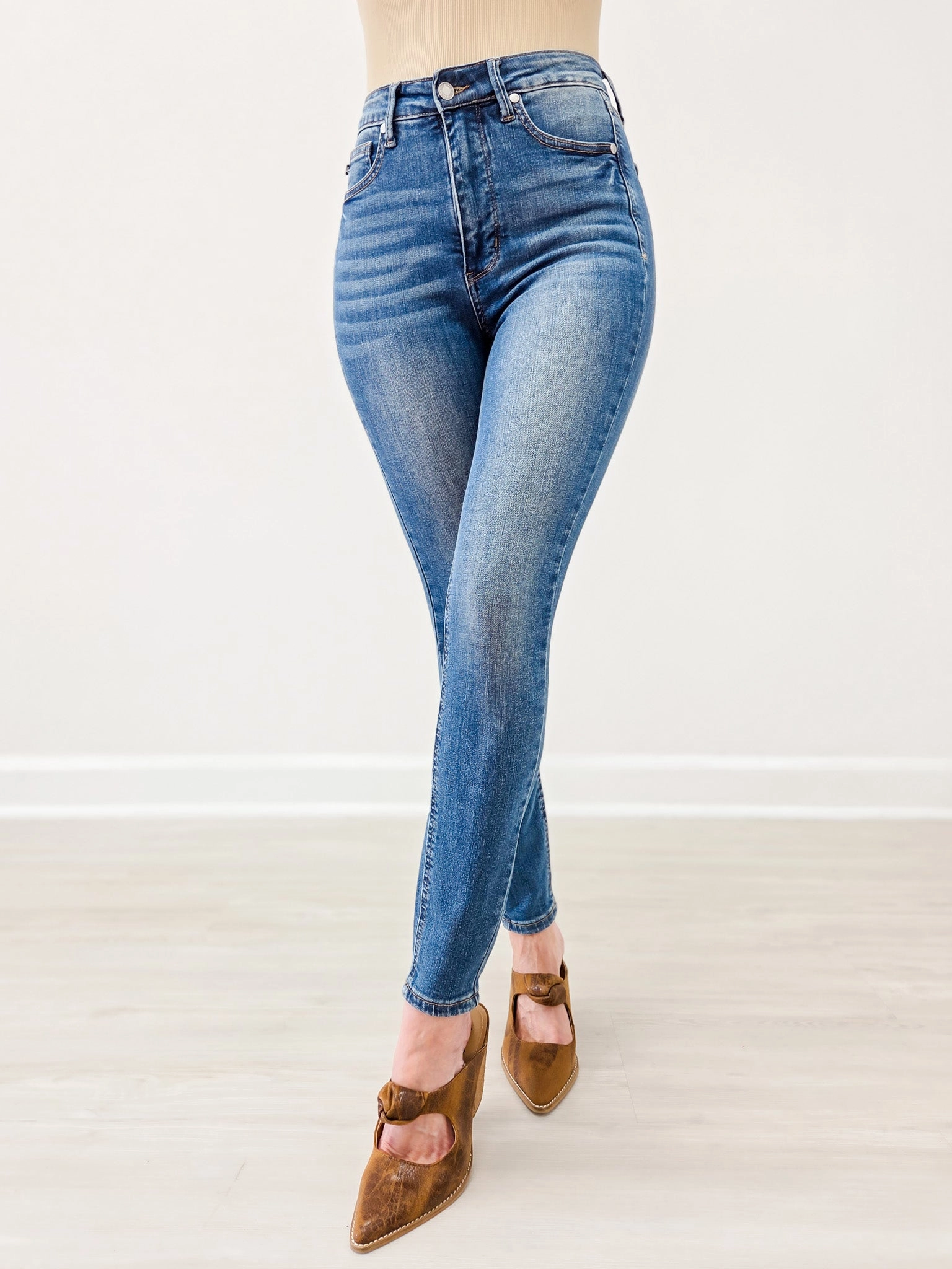 Chill Vibe Judy Blue "REESE" High Rise Tummy Control No Distressing Skinny Denim Jeans