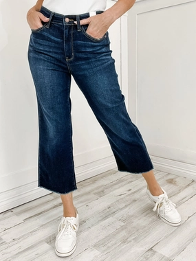Judy Blue RENEGADE Hi-Rise Cropped Wide Leg No-Distressing Jeans school wear