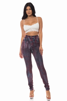 Street Mood 4214 Super High Waisted Brush Painted Skinny Jeans