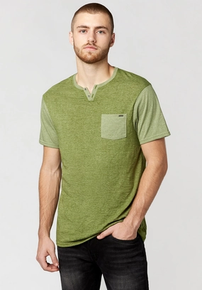 Kaddy Men's T-Shirt with Tonal Trim in Green - BM23555 Ethically Sourced Yarn Wrinkle Resistant Weave