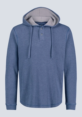 Kafom Men's Hooded Long-Sleeve Top, Midnight Blue - BM24433 FadeResistant Treatment FlexibleKnit