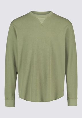 ReflectiveTrim Kaleb Men's Long-Sleeve Crewneck Top, Hedge Green - BM24624