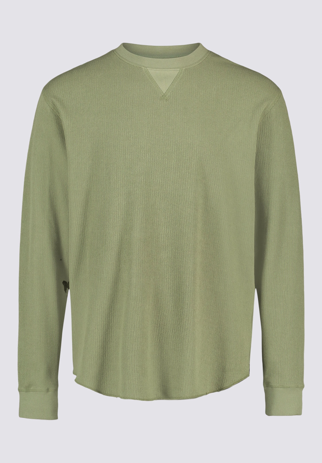 Kaleb Men's Long-Sleeve Crewneck Top, Hedge Green - BM24624 retro look Formal Blouse