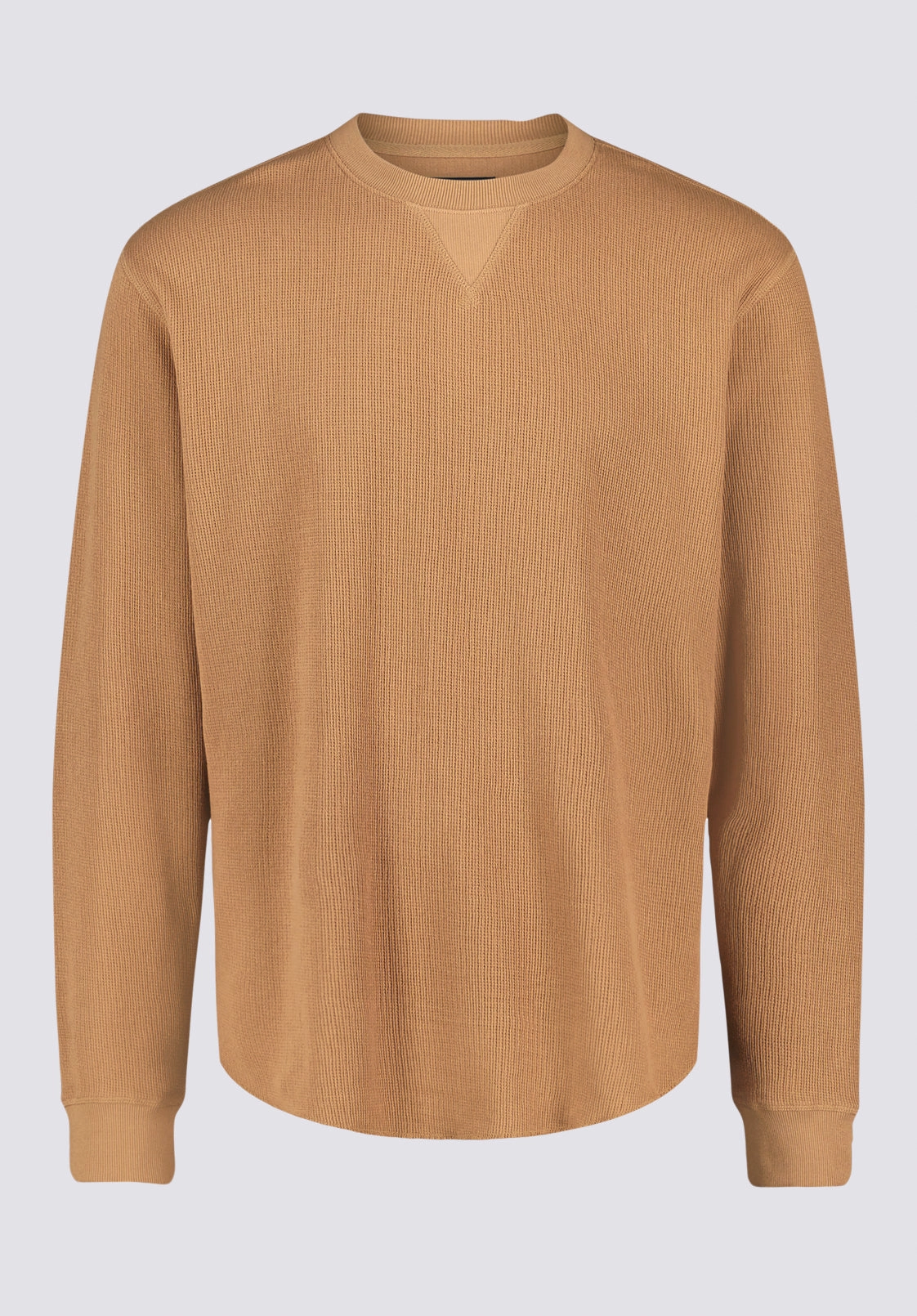 NonScratchyLining RibbedCollar Kaleb Men's Long-Sleeve Crewneck Top, Woodsmoke - BM24624
