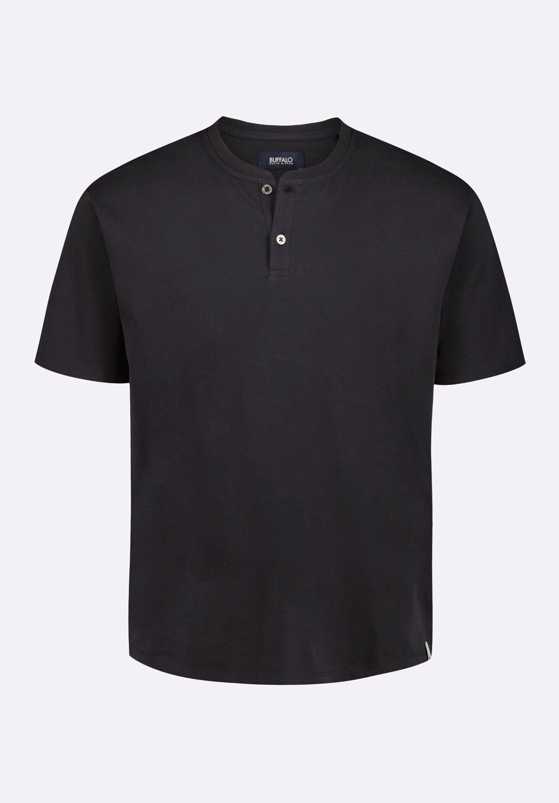 Kamel Men's Short-Sleeve Jersey Henley Top, Black - BM24602 NonIrritating Stitching CrewNeck