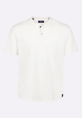 EcoFriendly Dye Bonded Hemline Kamel Men's Short-Sleeve Jersey Henley Top, Milk - BM24602