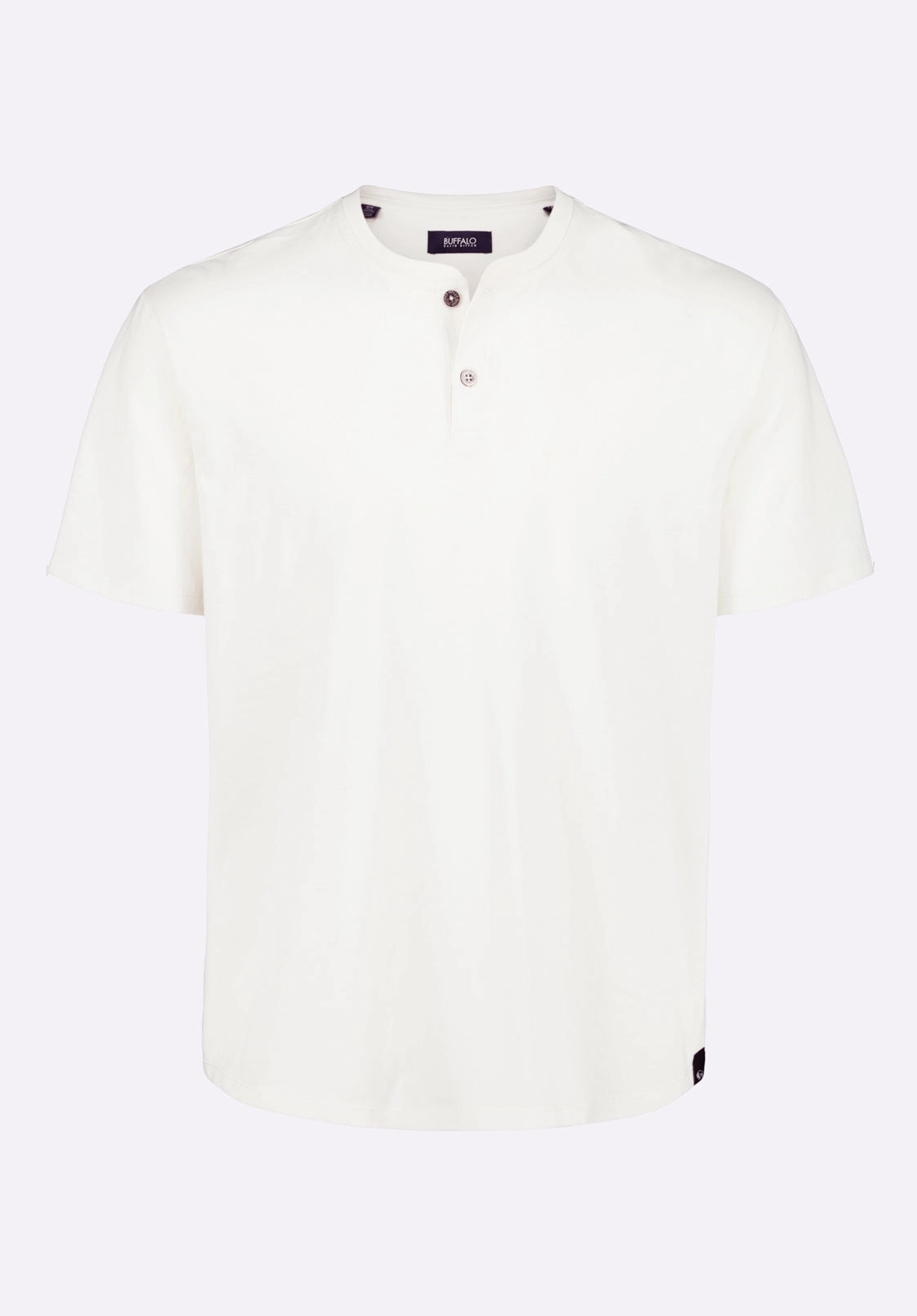 Kamel Men's Short-Sleeve Jersey Henley Top, Milk - BM24602 DoubleStitched Construction