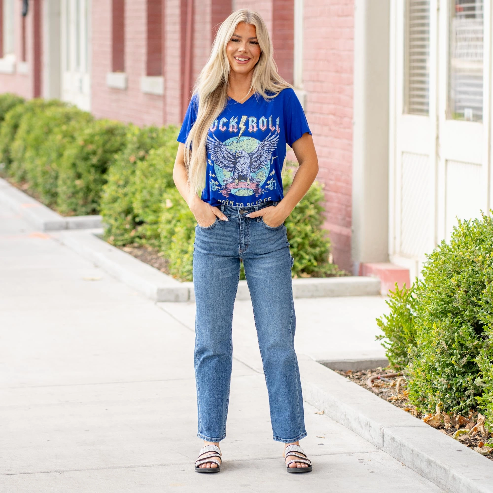 KanCan Ashley High Rise True Straight Leg Jeans Medium Blue High Quality Bold Look Summer Vibes Durable Rivet Hardware